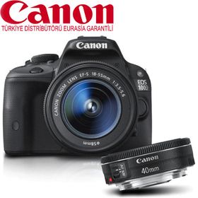 Canon EOS 100D 18-55mm + 40mm Lens DSLR Fotoğraf Makinesi