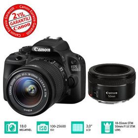 Canon EOS 100D 18-55mm STM + 50mm STM Lens DSLR Fotoğraf Makinesi