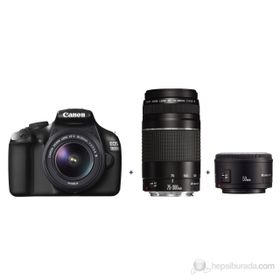 Canon EOS 1100D 18-55mm + 75-300mm + 50mm Lens DSLR Fotoğraf Makinesi