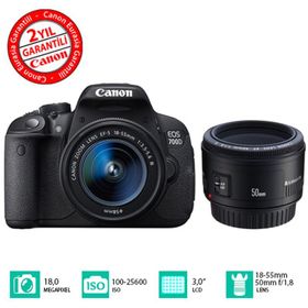 Canon EOS 700D 18-55 STM + 50mm Lens DSLR Fotoğraf Makinesi