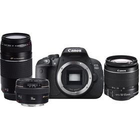 Canon EOS 700D 18-55mm + 75-300mm + 50mm Lens DSLR Fotoğraf Makinesi