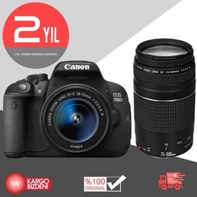 Canon EOS 700D 18-55mm + 75-300mm Lens DSLR Fotoğraf Makinesi