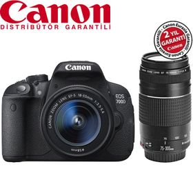 Canon EOS 700D 18-55mm + 75-300mm Lens DSLR Fotoğraf Makinesi