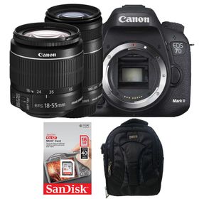 Canon EOS 7D Mark II 18-55mm + 55-250mm Lens DSLR Fotoğraf Makinesi