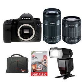 Canon EOS 7D Mark II 18-55mm + 55-250mm Lens DSLR Fotoğraf Makinesi