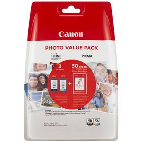 Canon PG-46 Siyah CL-56 Renkli Orijinal Mürekkep Kartuş Seti
