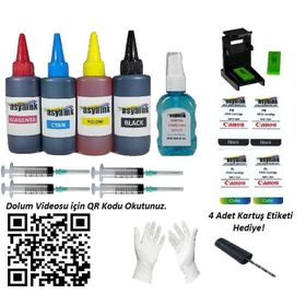 Canon Pixma MX475 Uyumlu Renkli ve Siyah Kartuş Dolum Seti