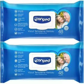 Canped 2x48 Yaprak Xl 18 Li Set Plastik Kapaklı Yetişkin Vücut Perine Temizleme Islak Mendil Havlu
