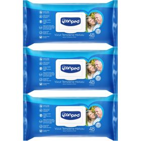 Canped 3x48 Yaprak Xl 18 Li Set Plastik Kapaklı Yetişkin Vücut Perine Temizleme Islak Mendil Havlu