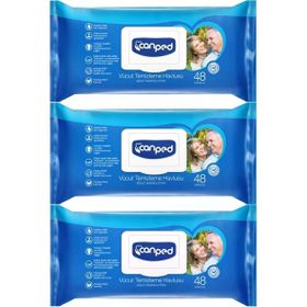 Canped 3x48 Yaprak Xl 18 Li Set Plastik Kapaklı Yetişkin Vücut Perine Temizleme Islak Mendil Havlu