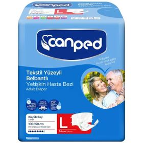 Canped Bel Bantlı Tekstil Yüzey Large-Büyük Boy 14 Adet Yetişkin Hasta Bezi