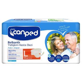 Canped Bel Bantlı Yetişkin Büyük Boy L 30 Adet Hasta Bezi