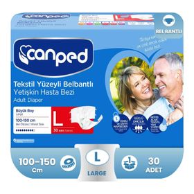 Canped Belbantlı Tekstil Yüzey Large 30 Adet Hasta Bezi