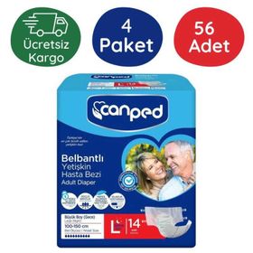 Canped Gece Büyük Eko Large/Night 4 Paket 56 Adet 100-150 cm Belbantlı Hasta Bezi