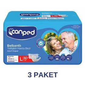 Canped L 3x30'lu Belbantlı Tekstil Yüzeyli Yetişkin Hasta Bezi