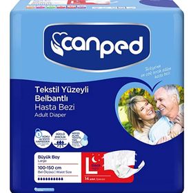 Canped L Boy Tekstil Yüzeyli Belbantlı 14 Adet Yetişkin Hasta Bezi