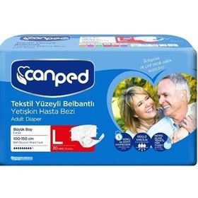 Canped Large 30'lu Paket 4'li Belbantlı Tekstil Yüzey Hasta Bezi