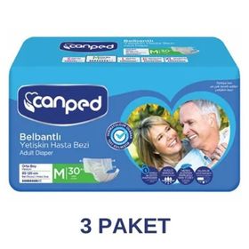 Canped M 3x30'lu Belbantlı Tekstil Yüzeyli Yetişkin Hasta Bezi