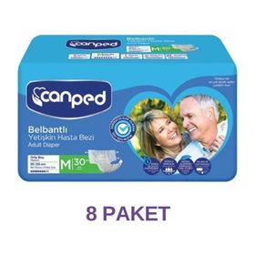 Canped M Tekstil Yüzeyli Belbantlı 8x30 Adet Yetişkin Hasta Bezi