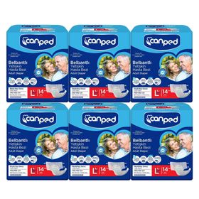 Canped Tekstil Yüzeyli Belbantlı Gece L 6×14'lü Hasta Bezi