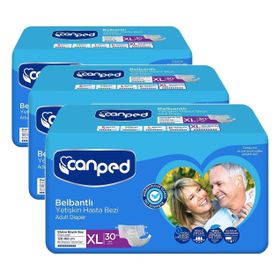 Canped Tekstil Yüzeyli Belbantlı XL 30x3 Adet Hasta Bezi