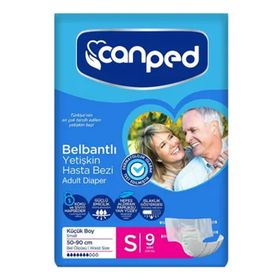 Canped Tekstil Yüzeyli Small Boy 9 Adet 50-90 cm Belbantlı Yetişkin Hasta Bezi