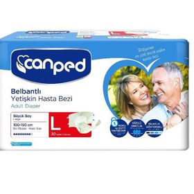 Canped Yetişkin Bel Bantlı Polietilen L Büyük Boy 150 Adet Hasta Bezi