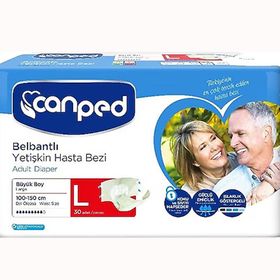 Canped Yetişkin Bel Bantlı Polietilen L Büyük Boy 30 Adet Hasta Bezi