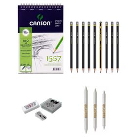Canson 1557 Eskiz Defterli 9 Karakalem Çizim Seti