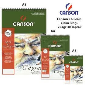 Canson 224 gr 30 Yaprak Spiralli Ca Grain Çizim Bloğu