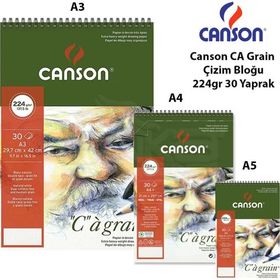 Canson 224 gr 30 Yaprak Spiralli Ca Grain Çizim Bloğu