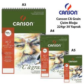 Canson 224 gr 30 Yaprak Spiralli Ca Grain Çizim Bloğu