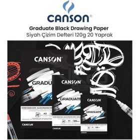Canson Graduate Black Drawing Paper Siyah 120 gr 20 Yaprak Çizim Defteri