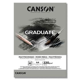 Canson Graduate Mıx Medıa Gri 30 Sayfa A4 220 gr Çizim Bloğu