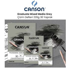 Canson Graduate Mixed Media Grey 220 gr 30 Yaprak Çizim Defteri