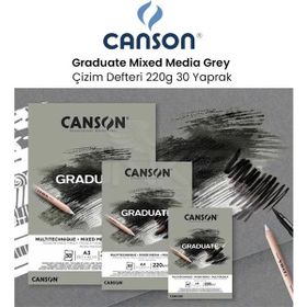 Canson Graduate Mixed Media Grey 220 gr 30 Yaprak Çizim Defteri