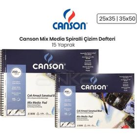 Canson Mix Media Spiralli 15 Yaprak 200 gr Çizim Defteri