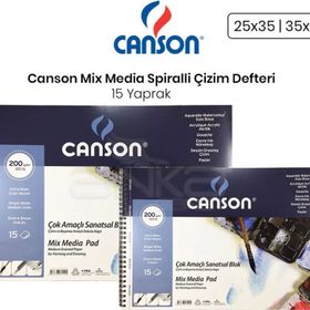 Canson Mix Media Spiralli 15 Yaprak 200 gr Çizim Defteri
