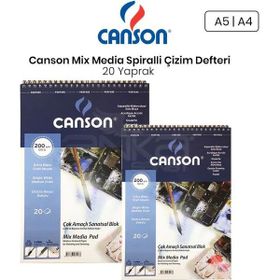 Canson Mix Media Spiralli 20 Yaprak 200 gr Çizim Defteri