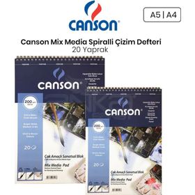 Canson Mix Media Spiralli 20 Yaprak 200 gr Çizim Defteri