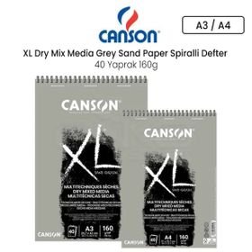 Canson Xl Dry Mix Media Grey Sand Paper 40 Yaprak 160 gr Spiralli Defter