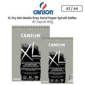 Canson Xl Dry Mix Media Grey Sand Paper 40 Yaprak 160 gr Spiralli Defter