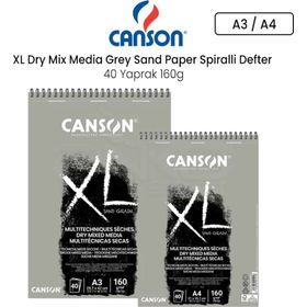 Canson Xl Dry Mix Media Grey Sand Paper 40 Yaprak 160 gr Spiralli Defter