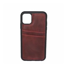 Çantayurdu iPhone 12 Pro Max Hakiki Deri Kapak Back Cover Kartlıklı Kırmızı Telefon Kılıfı