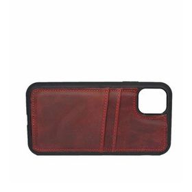 Çantayurdu iPhone 12 Pro Max Hakiki Deri Kapak Back Cover Kartlıklı Kırmızı Telefon Kılıfı