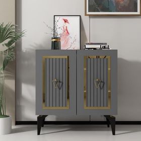 Cantek Dizayn Capri Antrasit-Altın 75 cm Konsol Çok Amaçlı Dolap
