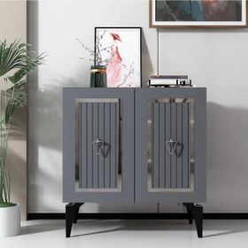 Cantek Dizayn Capri Antrasit-Gümüş 75 cm Konsol Çok Amaçlı Dolap