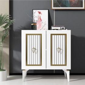 Cantek Dizayn Capri Beyaz-Altın 75 cm Konsol Çok Amaçlı Dolap