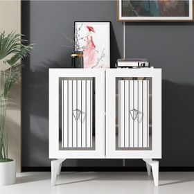 Cantek Dizayn Capri Beyaz-Gümüş 75 cm Konsol Çok Amaçlı Dolap