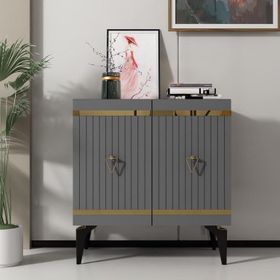 Cantek Dizayn Yumy Antrasit-Altın 75 cm Konsol Çok Amaçlı Dolap